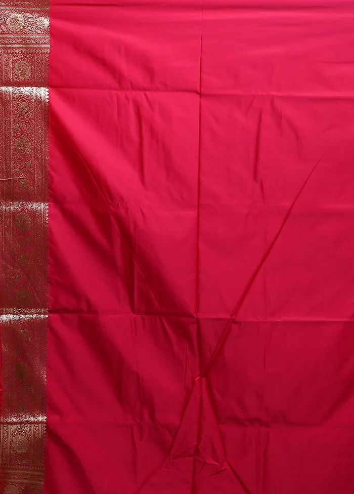 Pink Banarasi Silk Saree With Blouse Piece - Image 5