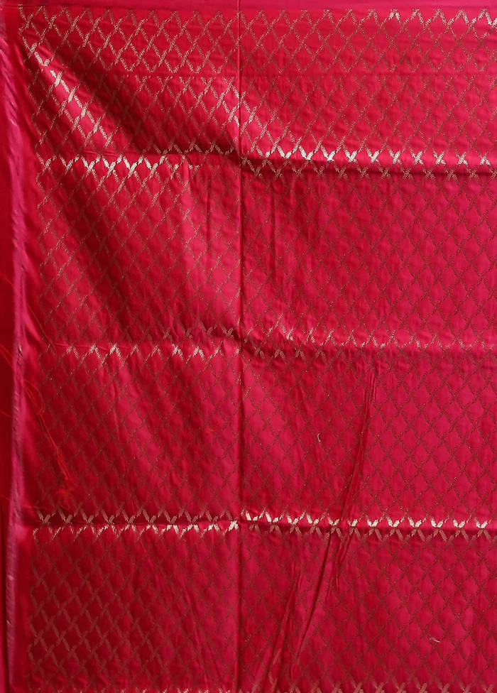 Pink Banarasi Silk Saree With Blouse Piece - Image 5