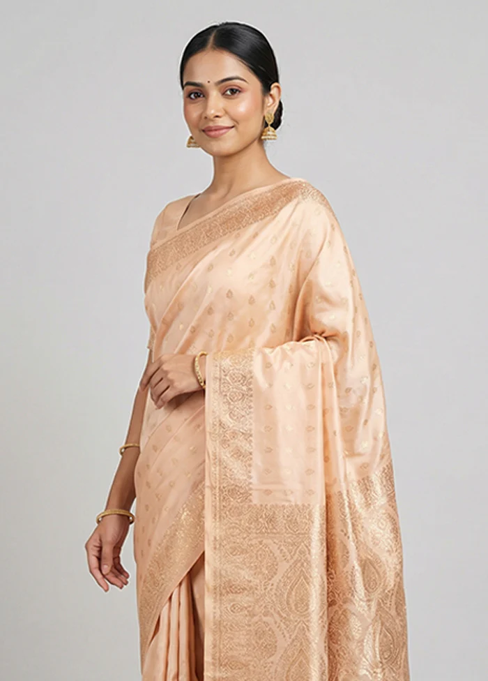 Pink Banarasi Silk Saree With Blouse Piece - Image 2