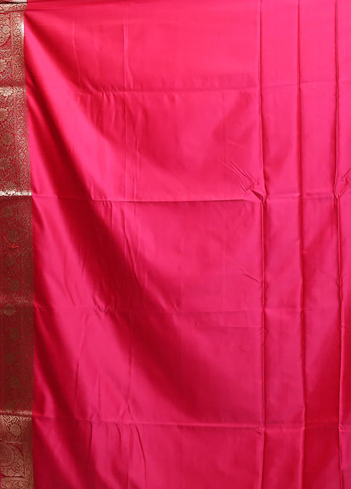 Pink Banarasi Silk Saree With Blouse Piece - Image 5
