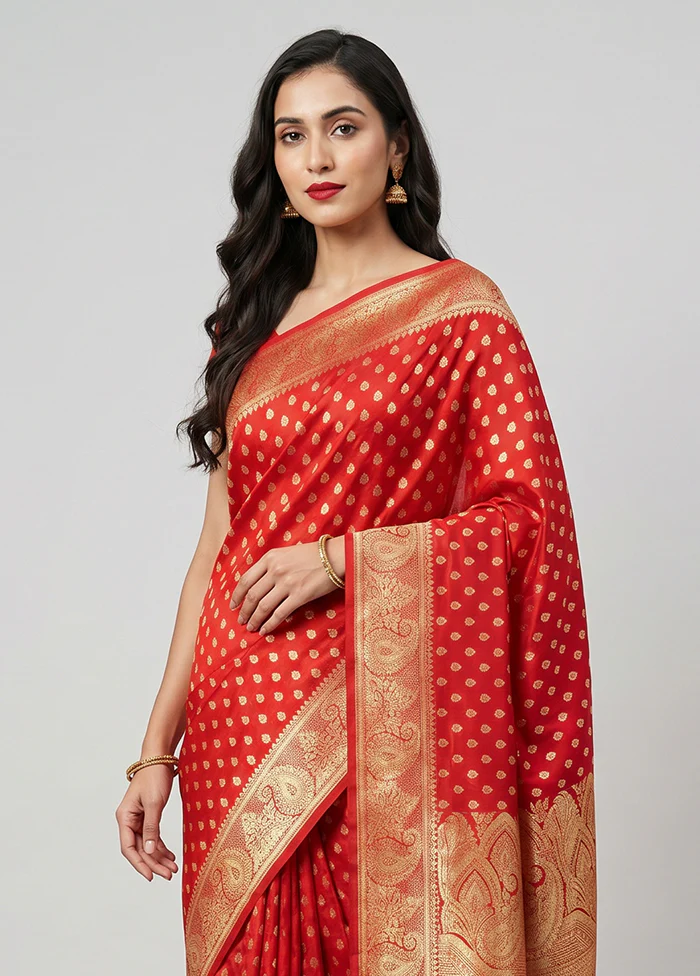 Pink Banarasi Silk Saree With Blouse Piece - Image 2