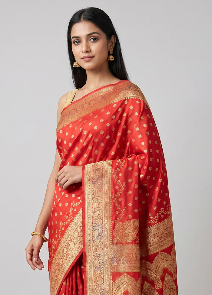 Pink Banarasi Silk Saree With Blouse Piece - Image 2