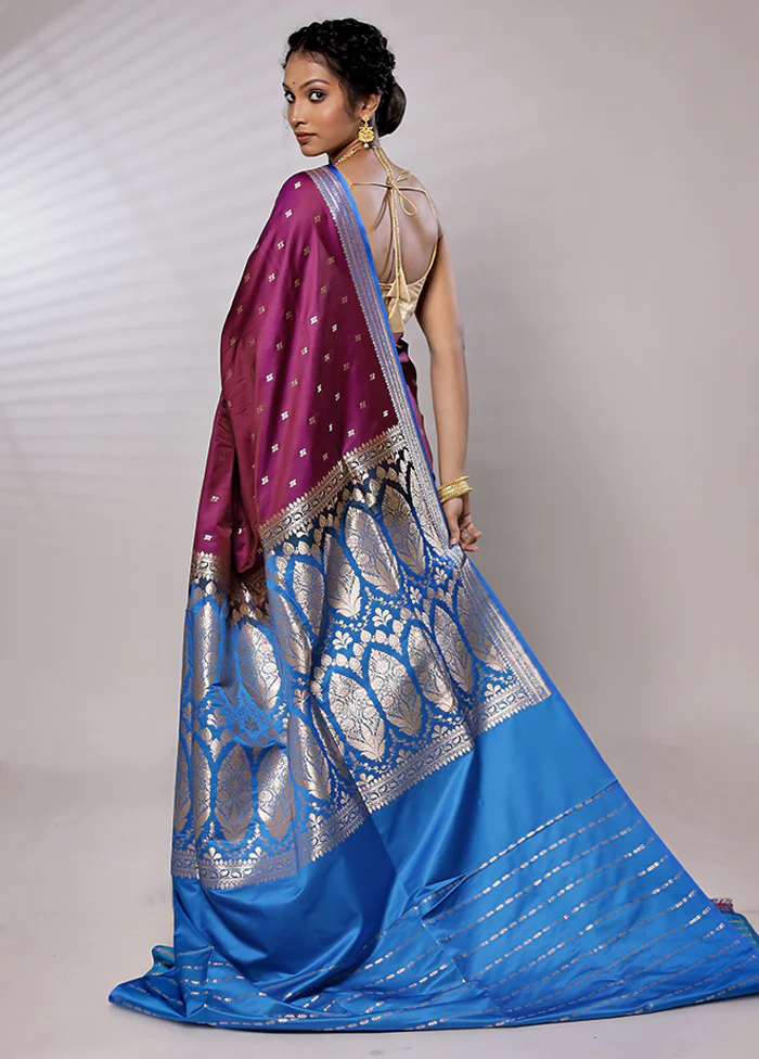 Pink Banarasi Silk Saree With Blouse Piece - Image 3