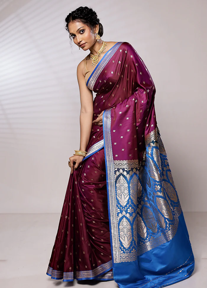 Pink Banarasi Silk Saree With Blouse Piece - Image 4