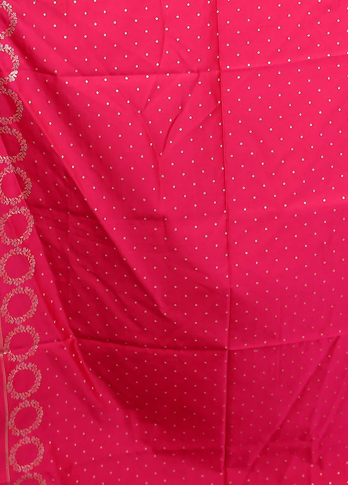 Pink Banarasi Silk Saree With Blouse Piece - Image 5