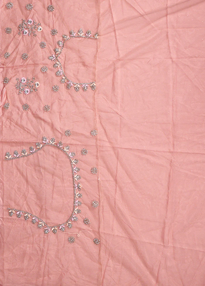 Pink Blended Silk Dupatta Lehenga Set - Image 4