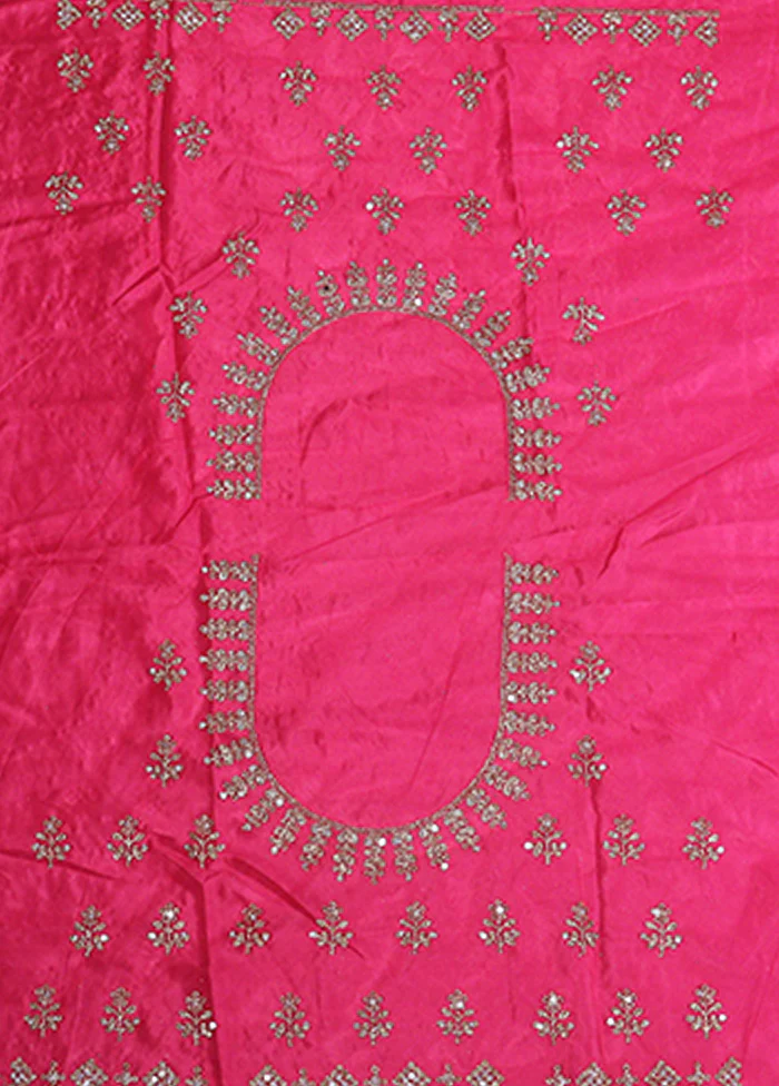 Pink Blended Silk Dupatta Lehenga Set - Image 4
