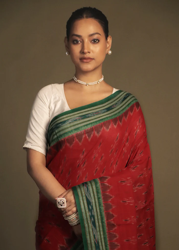 Pink Bomkai Silk Saree Without Blouse Piece - Image 2