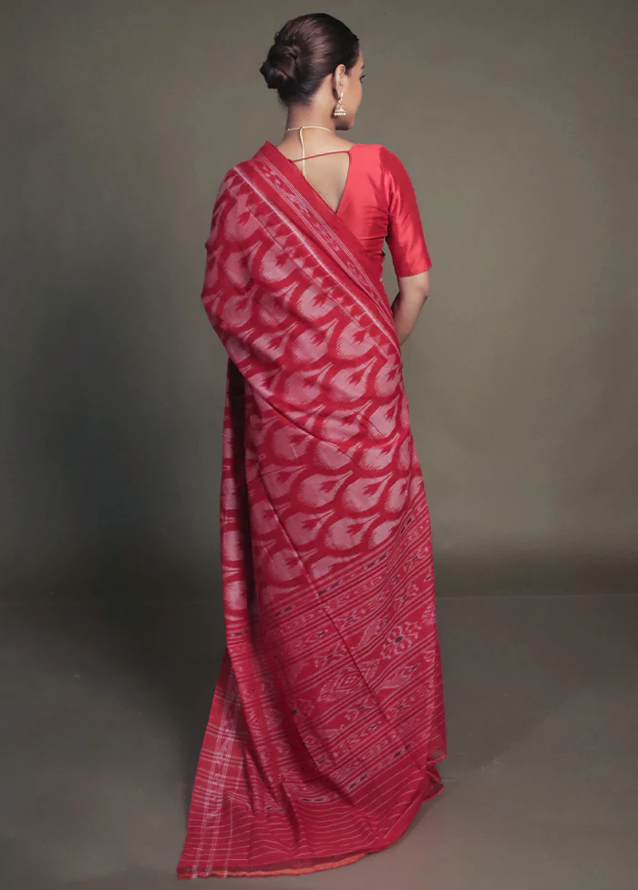 Pink Bomkai Silk Saree Without Blouse Piece - Image 3