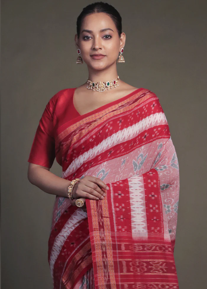 Pink Bomkai Silk Saree Without Blouse Piece - Image 2