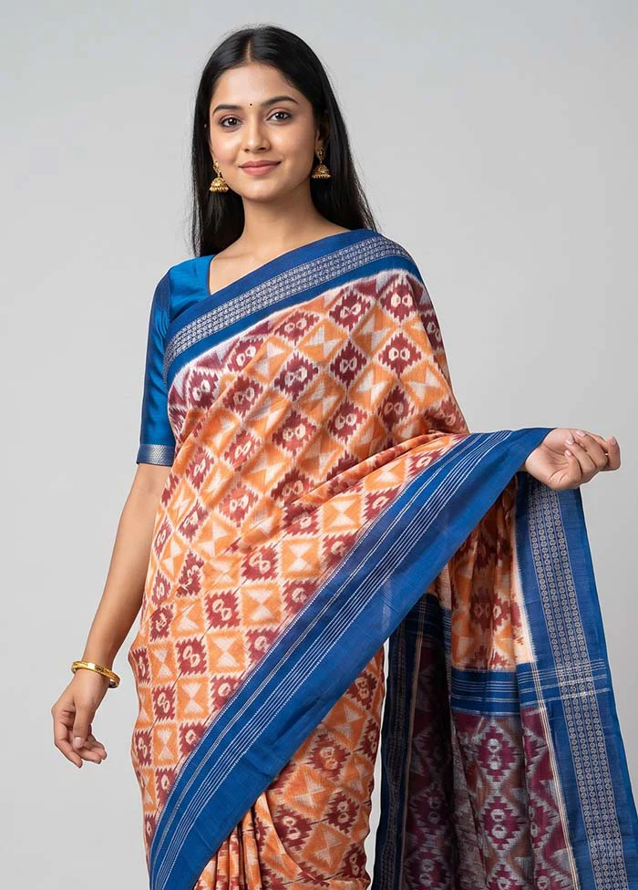 Pink Bomkai Silk Saree Without Blouse Piece - Image 2