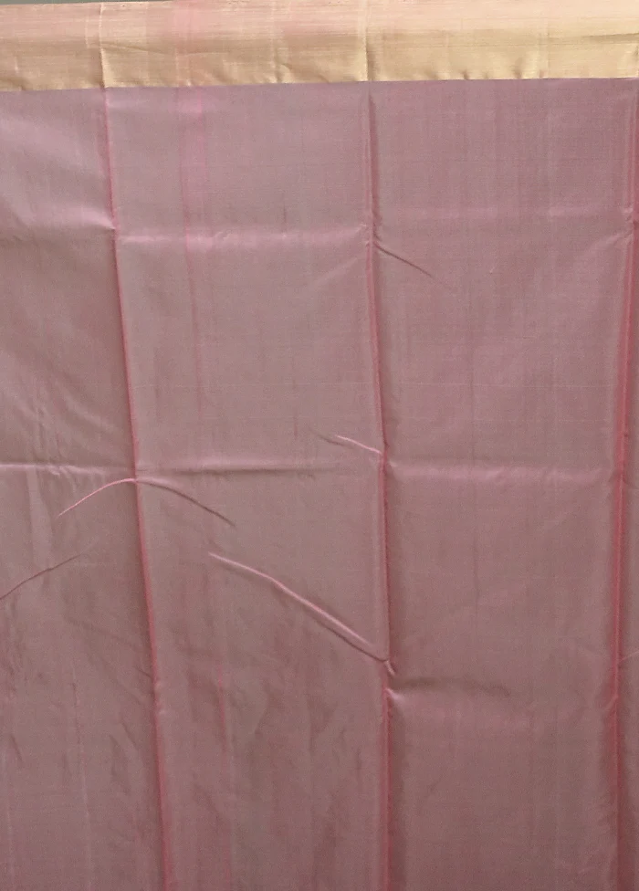 Pink Chanderi Cotton Saree With Blouse Piece - Image 5