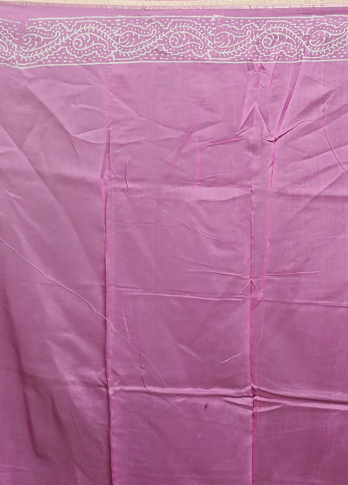 Pink Chanderi Cotton Saree With Blouse Piece - Image 5