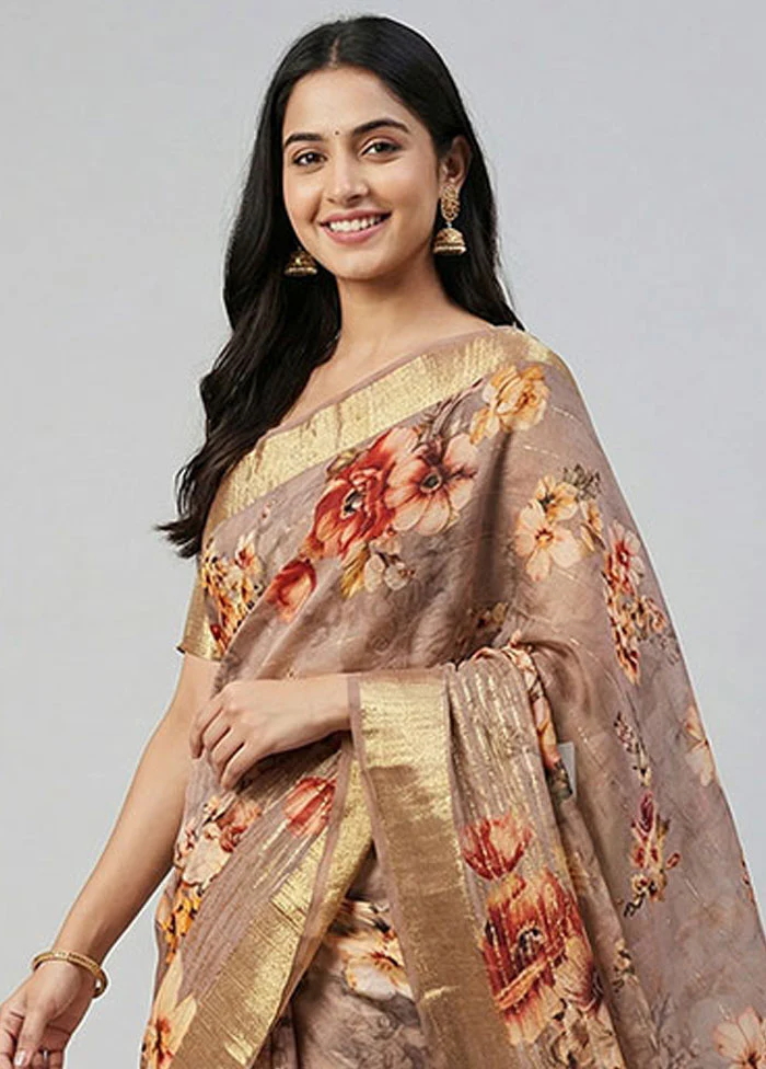 Pink Chanderi Silk Saree With Blouse Piece - Image 2