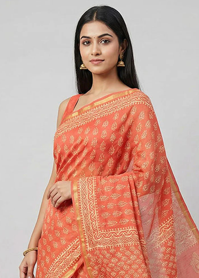 Pink Chanderi Silk Saree With Blouse Piece - Image 2
