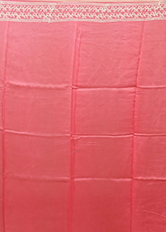 Pink Chanderi Silk Saree With Blouse Piece - Image 5