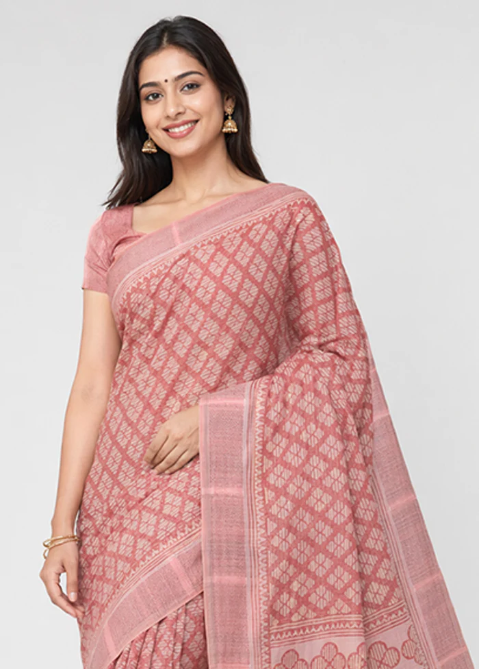 Pink Chiffon Silk Saree With Blouse Piece - Image 2