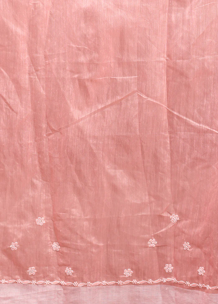 Pink Chikankari Saree With Blouse Piece - Image 5