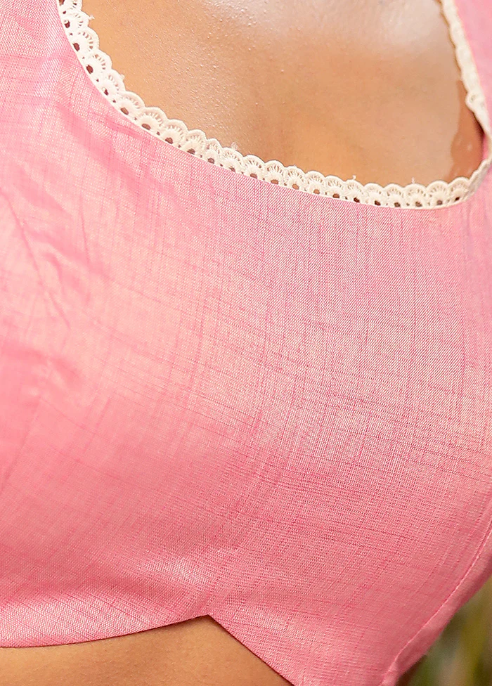Pink Cotton Designer Blouse - Image 4