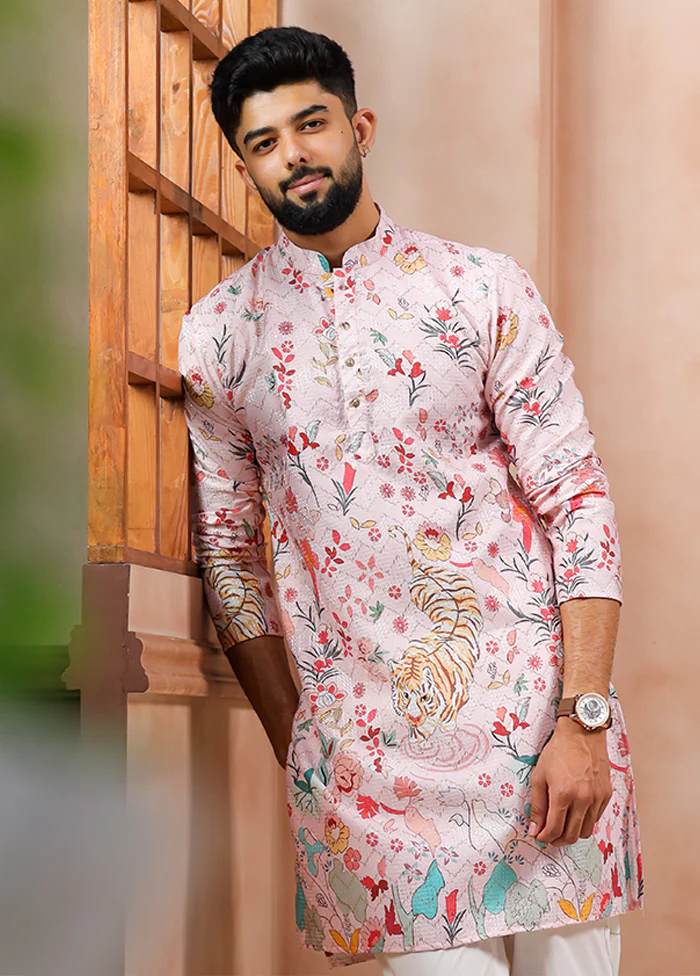 Pink Cotton Kurta & Pajama Set - Image 2