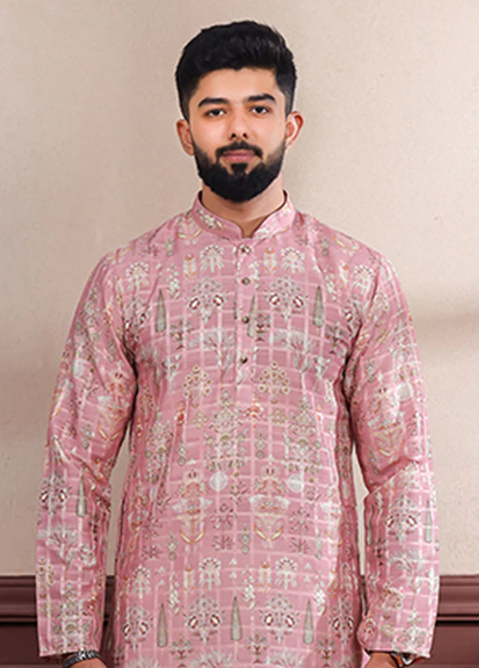 Pink Cotton Kurta & Pajama Set - Image 2