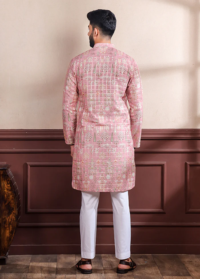 Pink Cotton Kurta & Pajama Set - Image 3