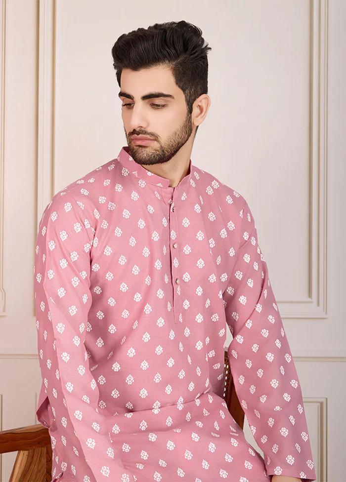 Pink Cotton Kurta & Pajama Set - Image 2