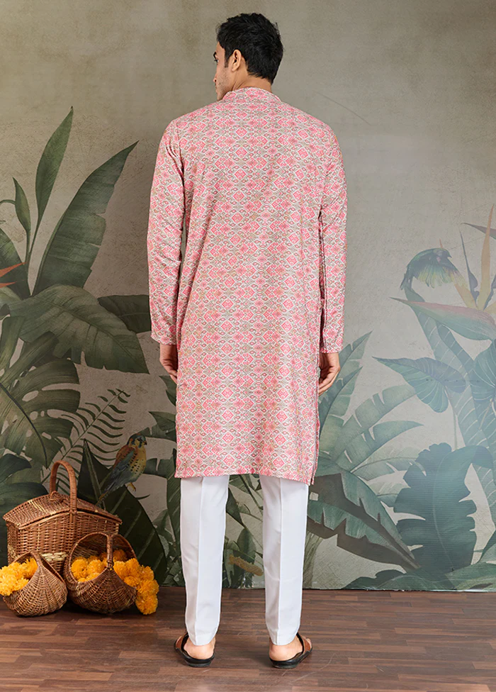 Pink Cotton Kurta & Pajama Set - Image 3