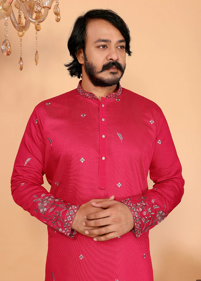 Pink Cotton Kurta & Pajama Set - Image 2