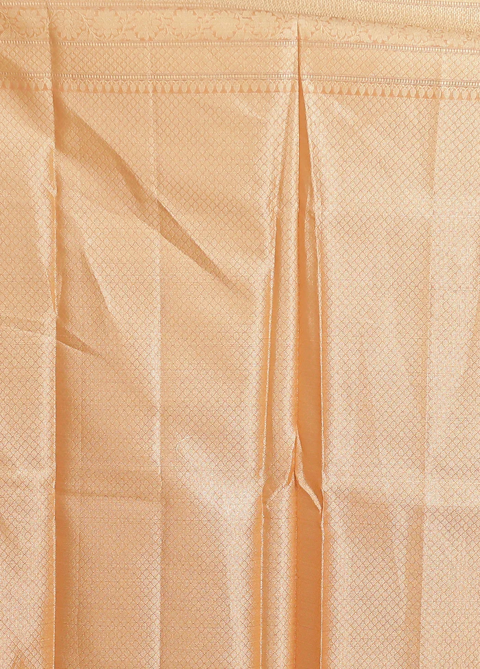 Peach Cotton Saree With Blouse Piece - Image 5