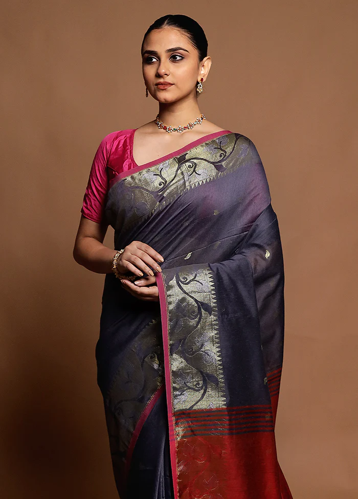Pink Cotton Saree With Blouse Piece - Image 2