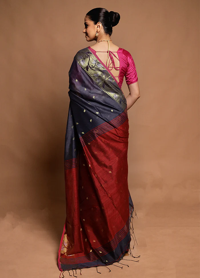 Pink Cotton Saree With Blouse Piece - Image 3
