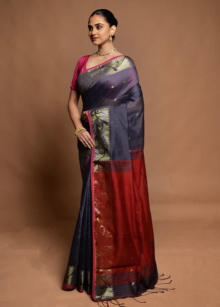 Pink Cotton Saree With Blouse Piece - Image 4