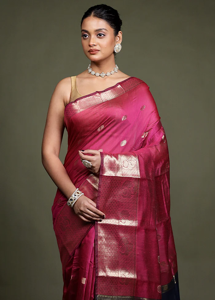 Pink Cotton Saree With Blouse Piece