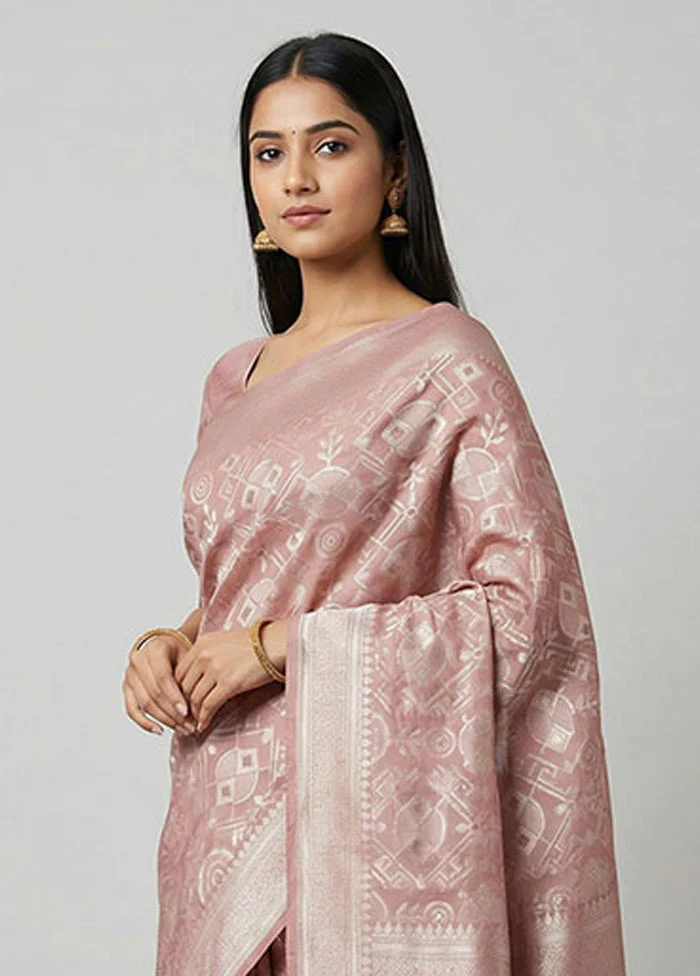 Pink Cotton Saree With Blouse Piece - Image 2