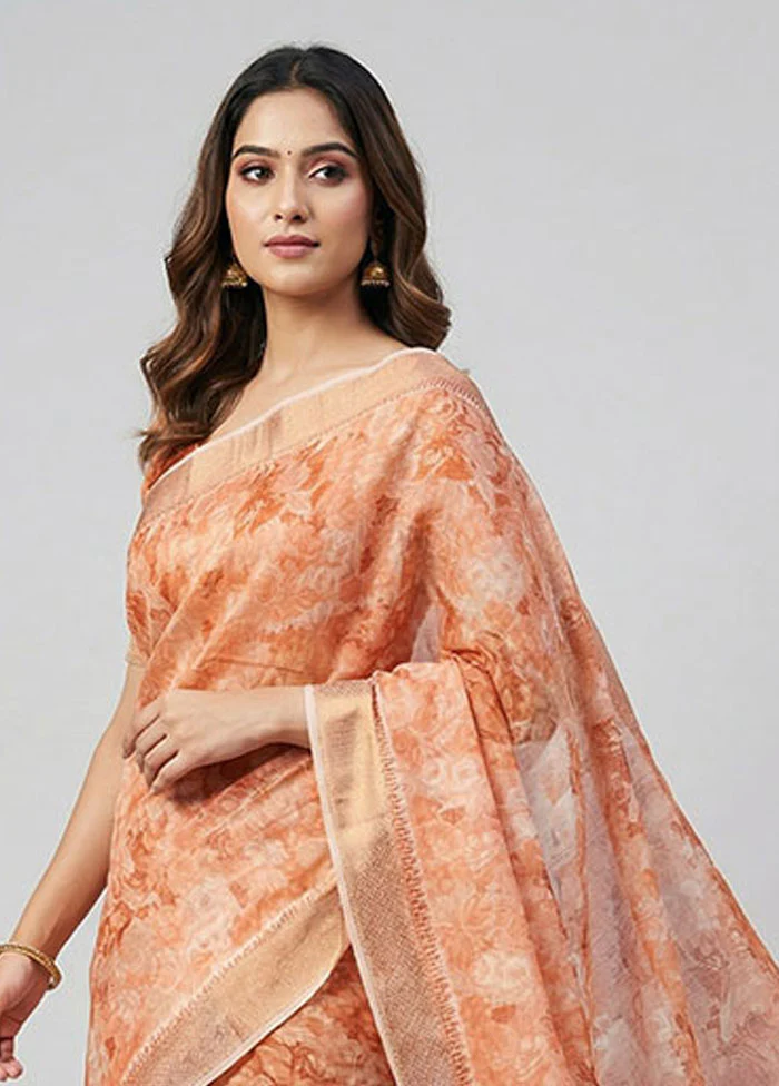 Pink Cotton Saree With Blouse Piece - Image 2
