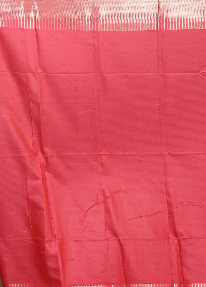 Pink Cotton Saree With Blouse Piece - Image 5