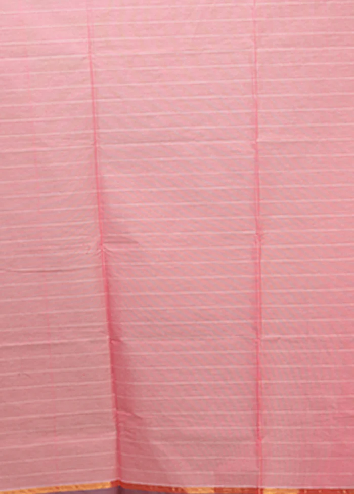 Pink Cotton Saree With Blouse Piece - Image 5