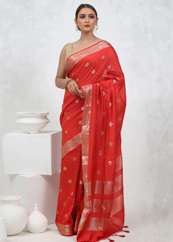 Pink Cotton Saree With Blouse Piece - Image 2