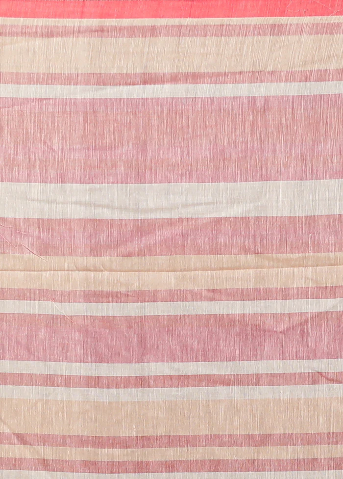 Pink Cotton Saree Without Blouse Piece - Image 5