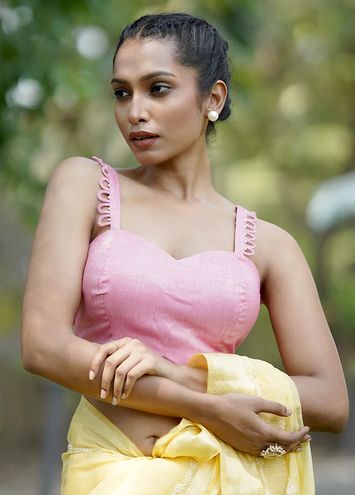Pink Cotton Silk Designer Blouse - Image 3