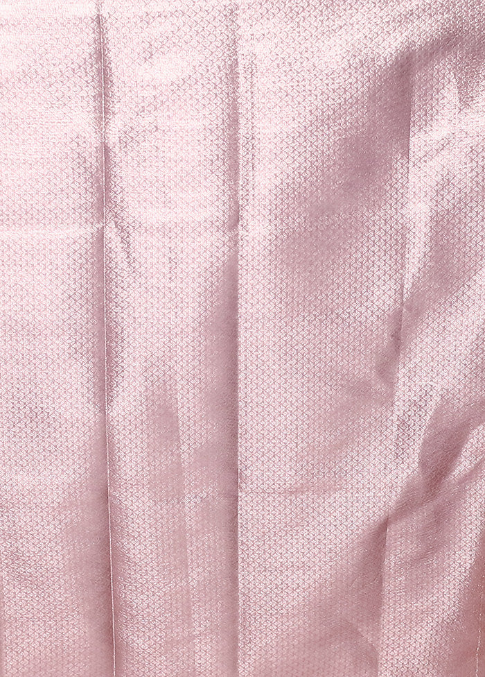 Pink Crushed Tissue Silk Saree With Blouse Piece - Image 5