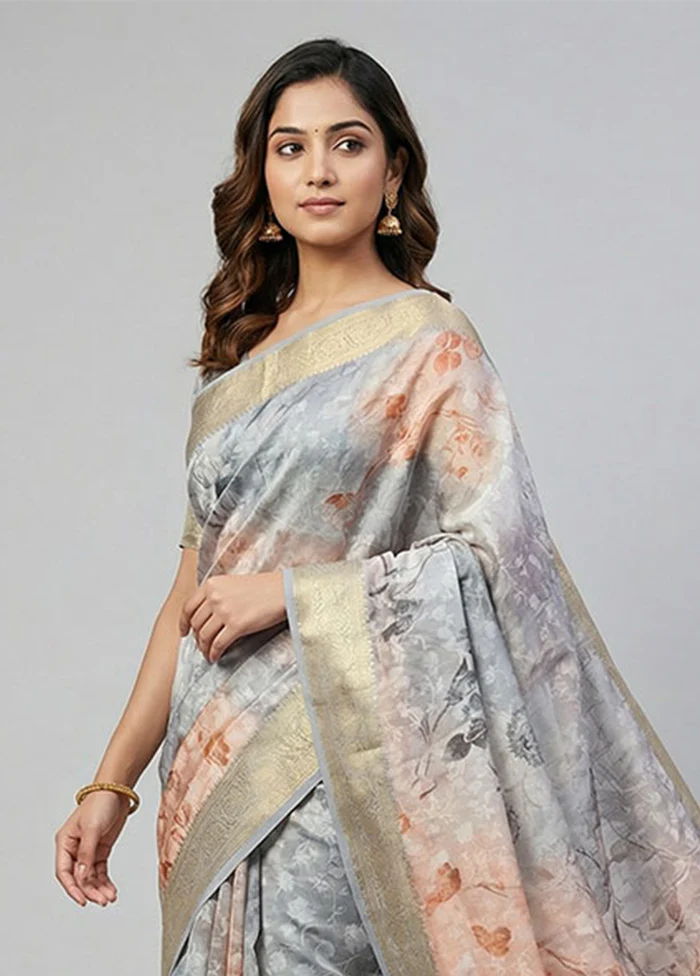 Pink Dupion Silk Saree With Blouse Piece - Image 2