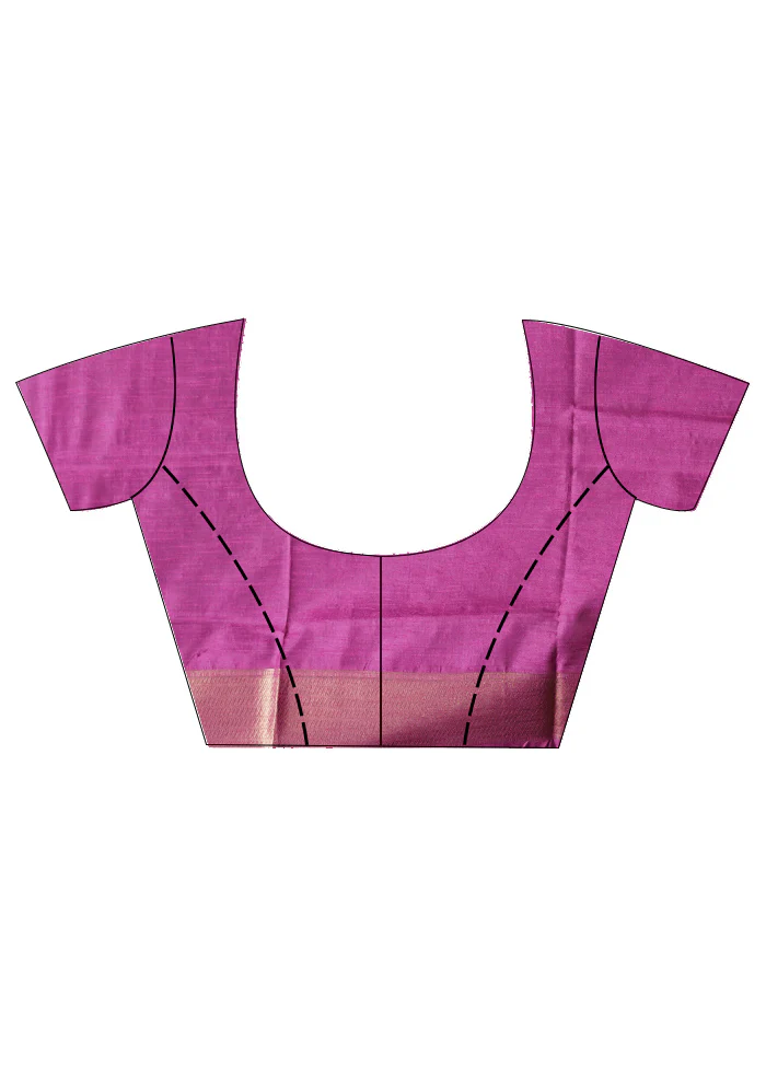 Pink Dupion Silk Saree With Blouse Piece - Image 6