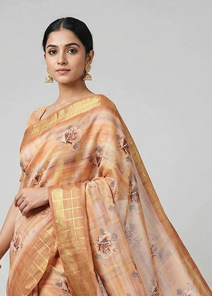 Pink Dupion Silk Saree With Blouse Piece - Image 2
