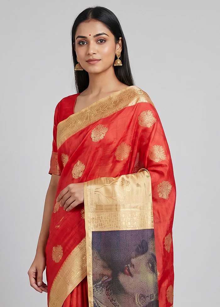 Pink Dupion Silk Saree With Blouse Piece - Image 2