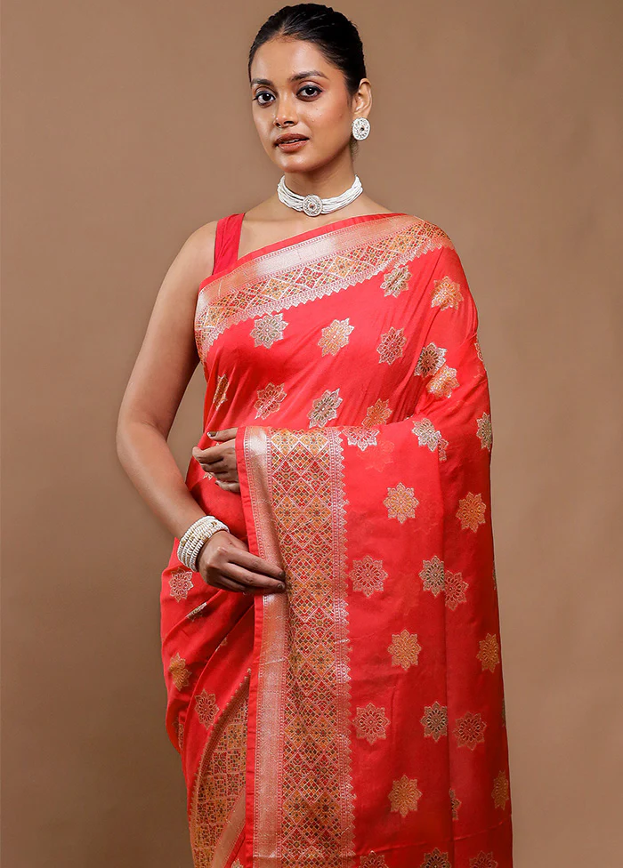 Pink Dupion Silk Saree With Blouse Piece - Image 2