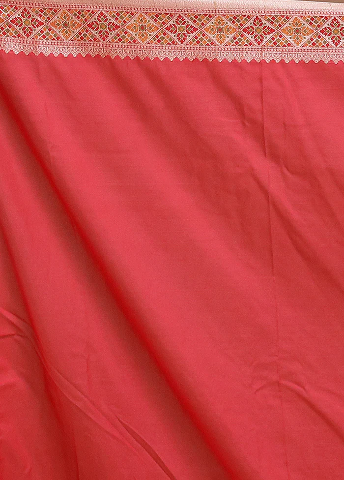 Pink Dupion Silk Saree With Blouse Piece - Image 5