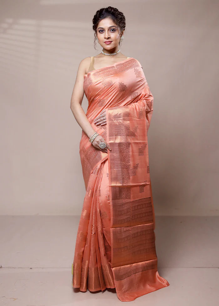 Pink Dupion Silk Saree With Blouse Piece - Image 2