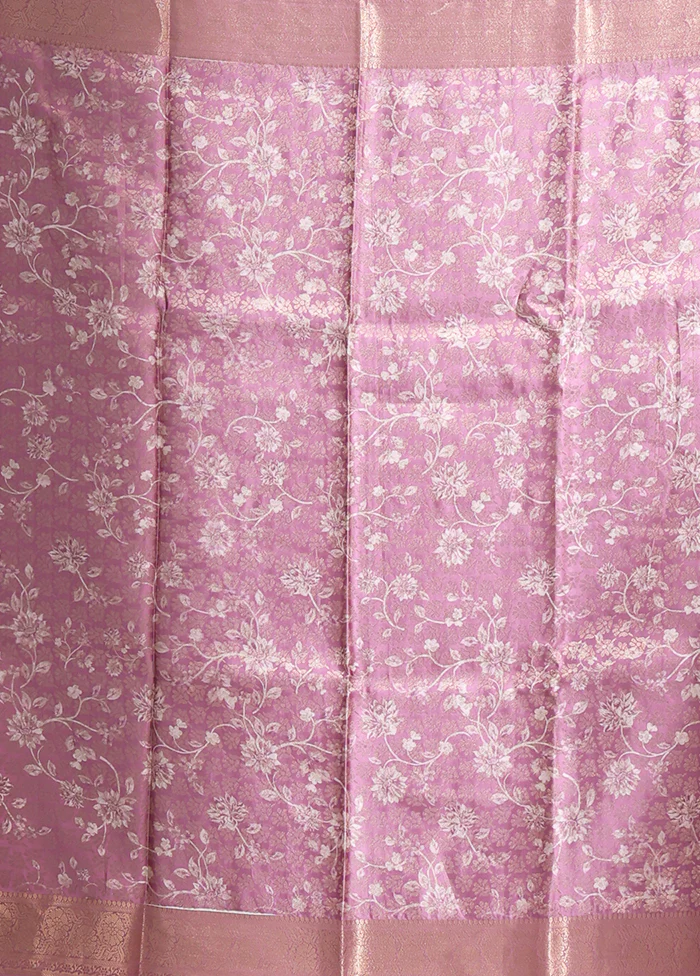 Pink Dupion Silk Saree With Blouse Piece - Image 5